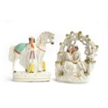 A 19th century Staffordshire flatback figurine of Romeo and Juliet, bearing label to base for the