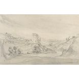 19th century Scottish, study of Stirling Castle, pen and ink, indistinctly signed lower left,