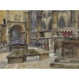 John Fulleylove RI (British 1845-1908), St. Edmunds Chapel, Westminster Abbey, watercolour and