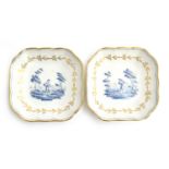 Two Richard Ginori pin dishes with hand painted pastoral scenes, heightened in gilt, each 11.5cm