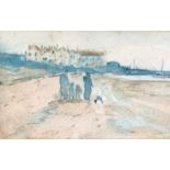 Kathleen Sylvester Le Clerc Fowle (1903-1992), coastal scene, watercolour, 9x14cm