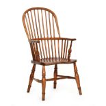 A yew and elm high back Windsor chair, probably Lincolnshire first half 19th century, spindle