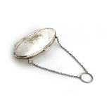 A silver ladies coin purse, with leather interior, maker's marks rubbed, Birmingham 1917, 11.5cm