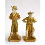 Two Royal Worcester 'Countries of the World' porcelain figurines, heightened in gilt, numbers 836