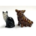 A Beswick cat figurine, marked 1031 to base, 12cmH, together with a treacle glaze pig