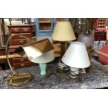 A lot of five table lamps
