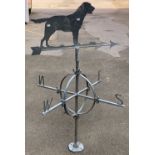 A galvanised weather vane, with labrador finial, 135cmH