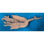 A wooden carved phoenix decoration, 58cmL