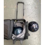 A Tornado bowling ball, in carry case with shoes and other accessories, together with a Colombia 300