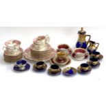A Bisto pink and gilt part tea service, various other continental ceramics and a cobalt glass and