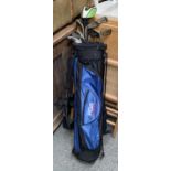 A set of Lady Rampant golf clubs in a PGA golf bag