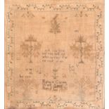 A Regency verse sampler by Margaret Garnet, aged 9, 1830, 47x43cm