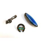A silver and enamel brooch in the form of a butterfly and horseshoe, 2cmL, hallmarked Adie &
