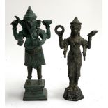 A bronze standing figure of Ganesh, 27cmH, and one other of an Hindu deity