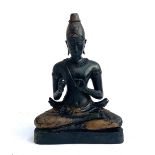 A bronze statue of buddha sitting cross legged, 42cmH