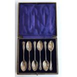 A cased set of 6 silver coffee spoons