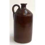 A stoneware loop handled flagon, 33cmH (repairs)