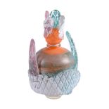 Jean-Cloude Novaro, a coloured glass bottle dated 1991, of sculptural form, signed JC NOVARO and