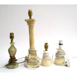 Four onyx table lamps, the tallest 45cmH
