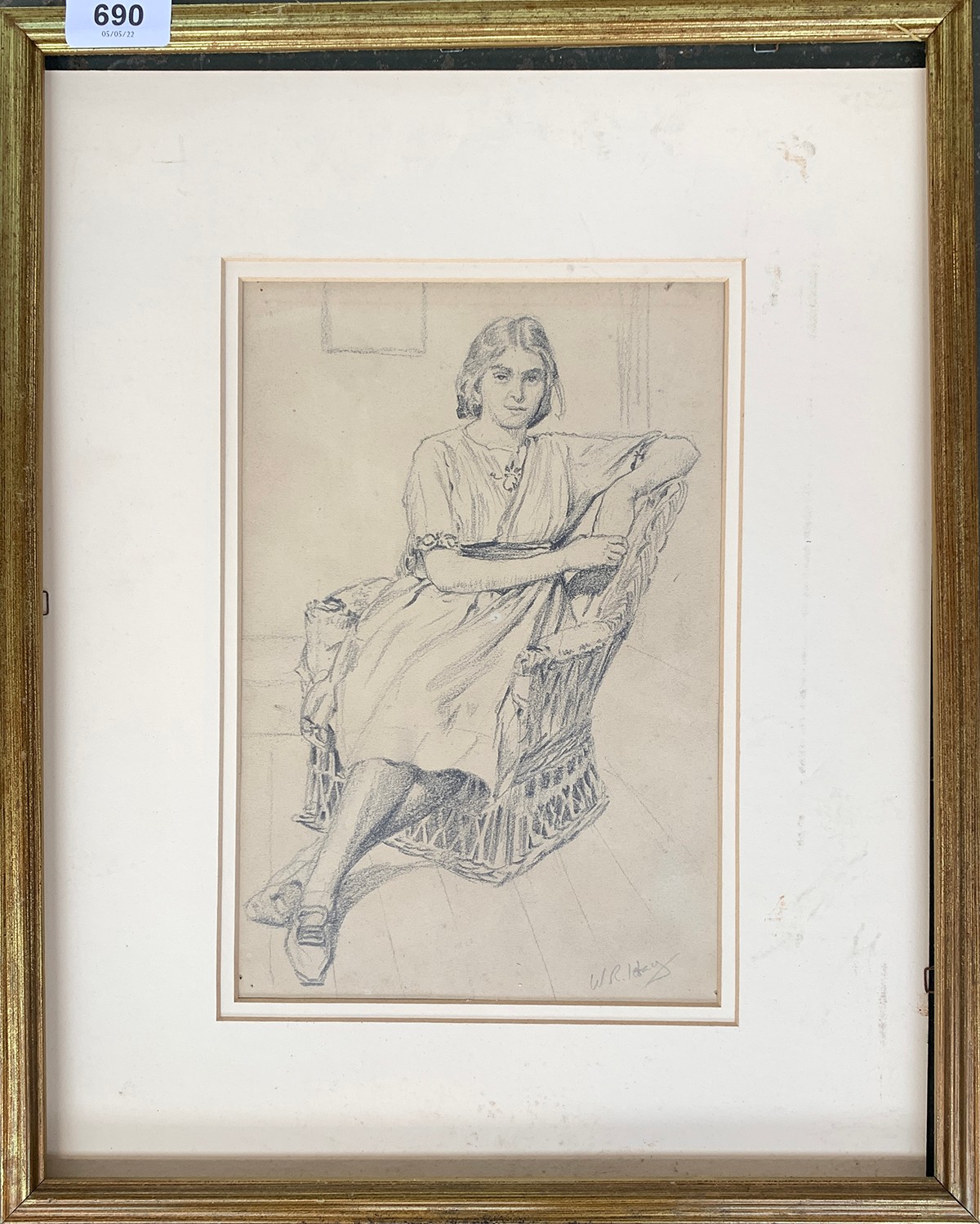 William Robert Hay (1886-1964), pencil study of a seated lady, signed, 26.5x18cm