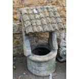 A composite stone wishing well, 90cmH