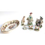 A selection of Derby porcelain, various dates, comprising: a lozenge shaped serving dish painted