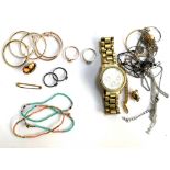 A small mixed lot of jewellery to include 9ct gold bar brooch, approx. 1g; a 925 silver chain and