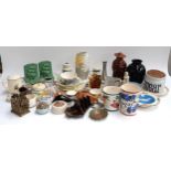 A mixed lot to include Royal Worcester egg coddlers, Royal Doulton, Copeland, Dartmouth vase,