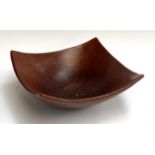 A terracotta studio pottery square form fruit bowl, 31cm square