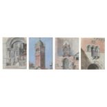 19th century English school, four Italian views, to include Padua, Verona Piazza S. Anastasia, and