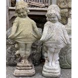 A pair of composite stone figures of children, 58cmH