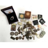 A quantity of mainly British coins to include one penny 1876, 1884, 1892, half penny 1895,