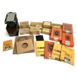 A quantity of photographic equipment to include Kodak, Ilford plates, Agfa, Bromide paper, velox