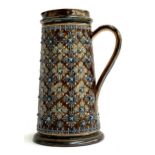 A Doulton Lambeth stoneware jug, decorated by Emily J Partington, c.1877, 24cmH