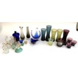 A mixed lot of glass items to include Caithness Scotland vase, 18cmH, Bristol blue glass jar,