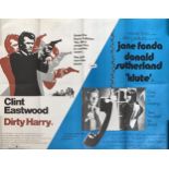 Dirty Harry / Klute (1973), British Quad double bill film poster, featuring Clint Eastwood,