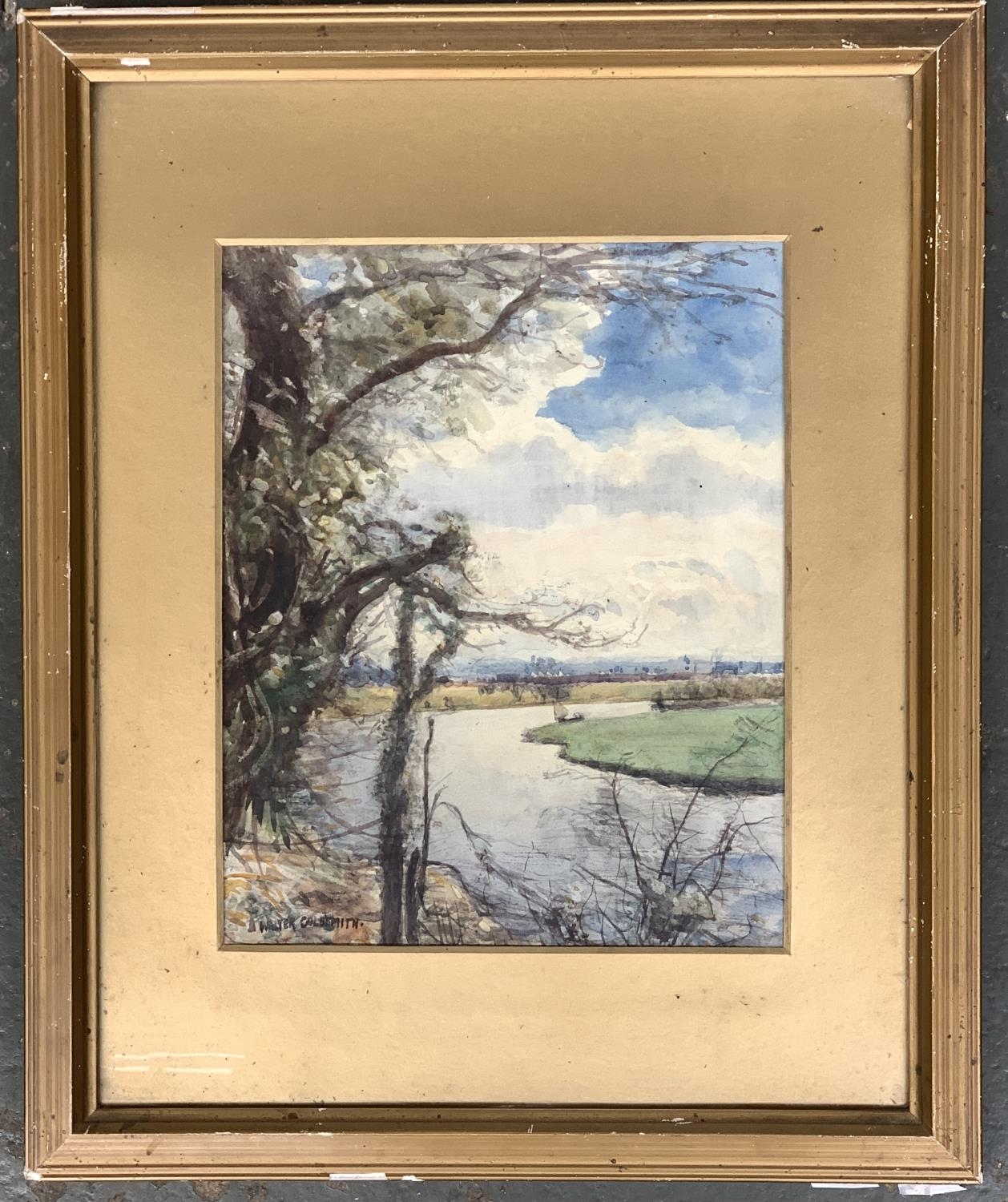 Walter Goldsmith (1857-1943), watercolour of a river landscape, signed lower left, 25x20cm