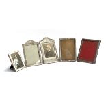 A lot of five various silver photo frames, one with central set agate cabochon, by Charles Henry