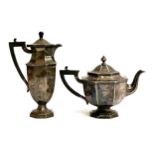 A Mappin & Webb Prince's Plate coffee pot, 26cmH, and teapot, 18cmH, of octagonal baluster form