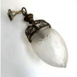 An engraved glass hanging pendant light, approx. 45cmL