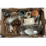 A mixed lot to include Royal Worcester, studio pottery, Royal Holland pewter etc