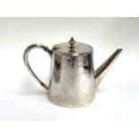 A 'bright cut' plated coffee pot, by John Sherwood & Sons, of tapering form with strait spout