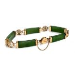A 14ct gold and jade bracelet, gross weight 13.8g
