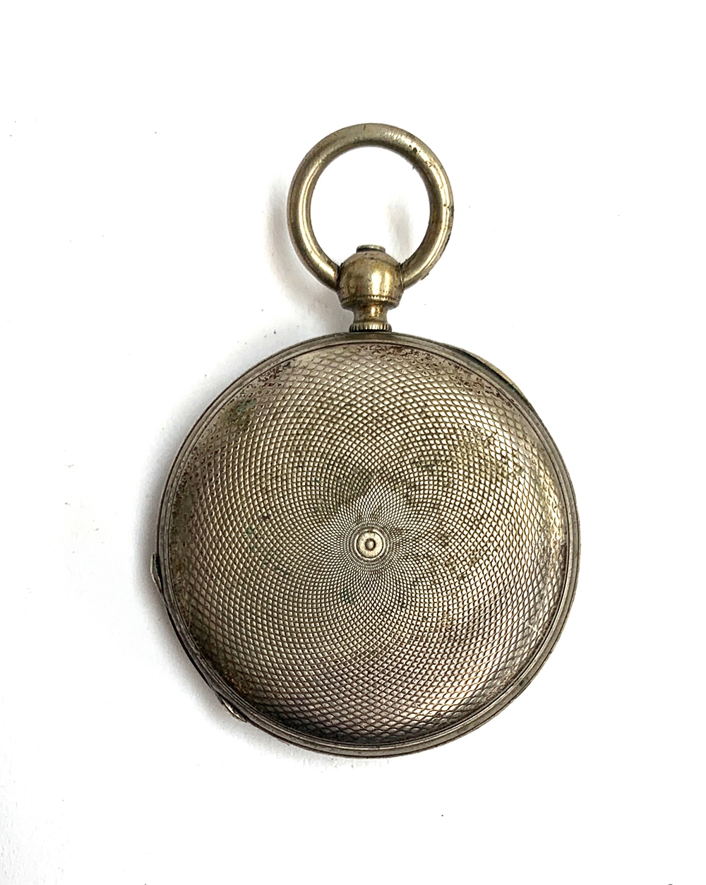 A small engine turned silver hunter fob watch by Jean Le Lacheur, Guernsey, white enamel dial with - Image 2 of 5
