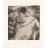 Ann Dowker (b. 1945), 'Putti, Venus- Veronese', engraving, signed in pencil and dated 1984, 12x11cm