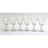 A set of 6 19th century sherry glasses with cut glass stems, 11cmH