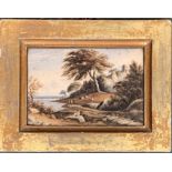 A small 19th century watercolour of a romantic landscape, 9x13.5cm