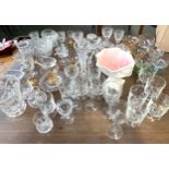 A mixed lot of glass items to include wine glasses, rummers etc, some marked to base