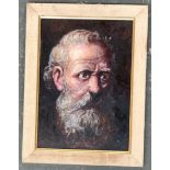 20th century oil on board, portrait of a bearded man, 34x24cm