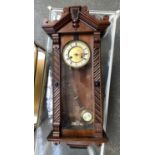 A mahogany cased wall clock, 74cmH